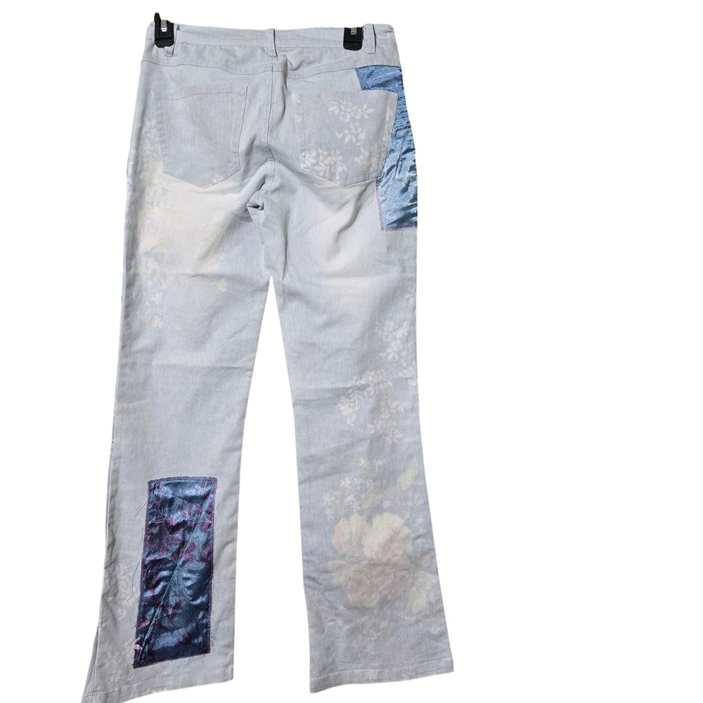 Solid Rose Patchwork Jeans Floral Print Denim Sz … - image 4